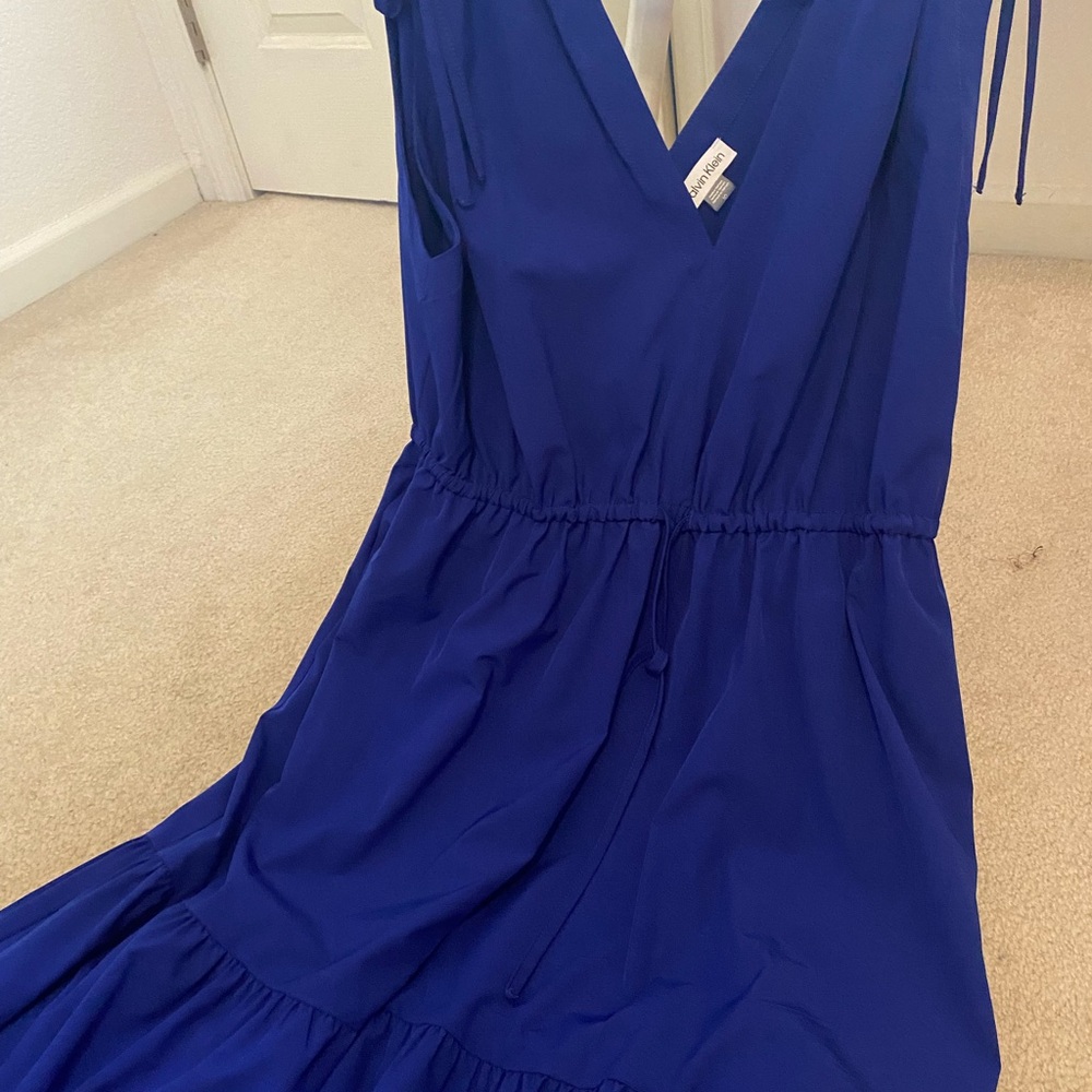 Royal blue maxi dress. Sleeveless v neck and v back.